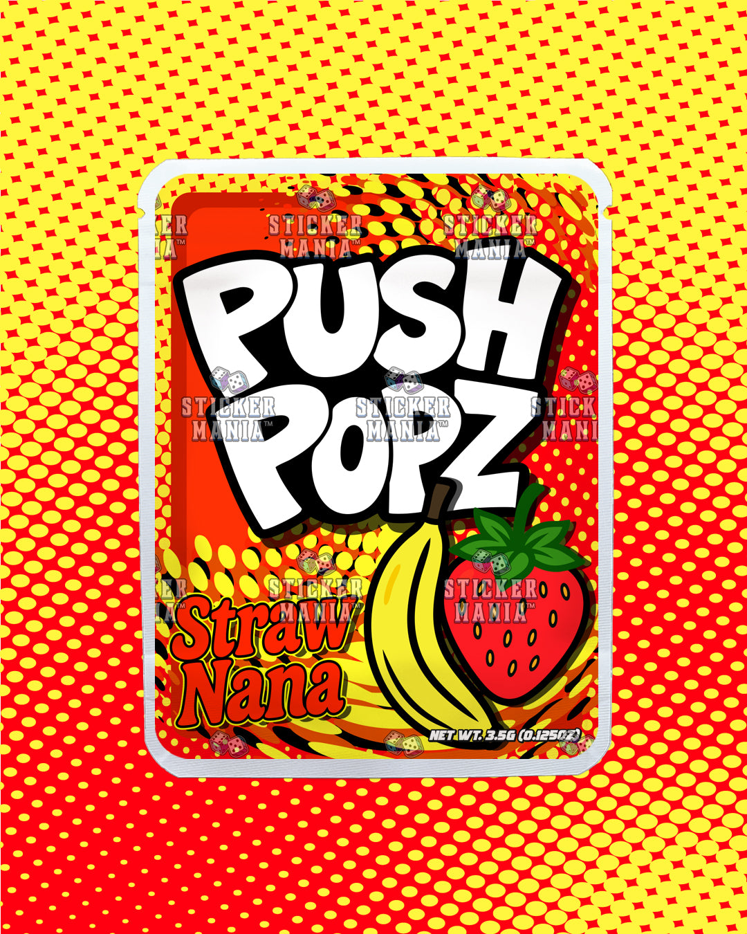 Push Popz Straw Nana | Pre-Made Sticker Bag | 3.5g