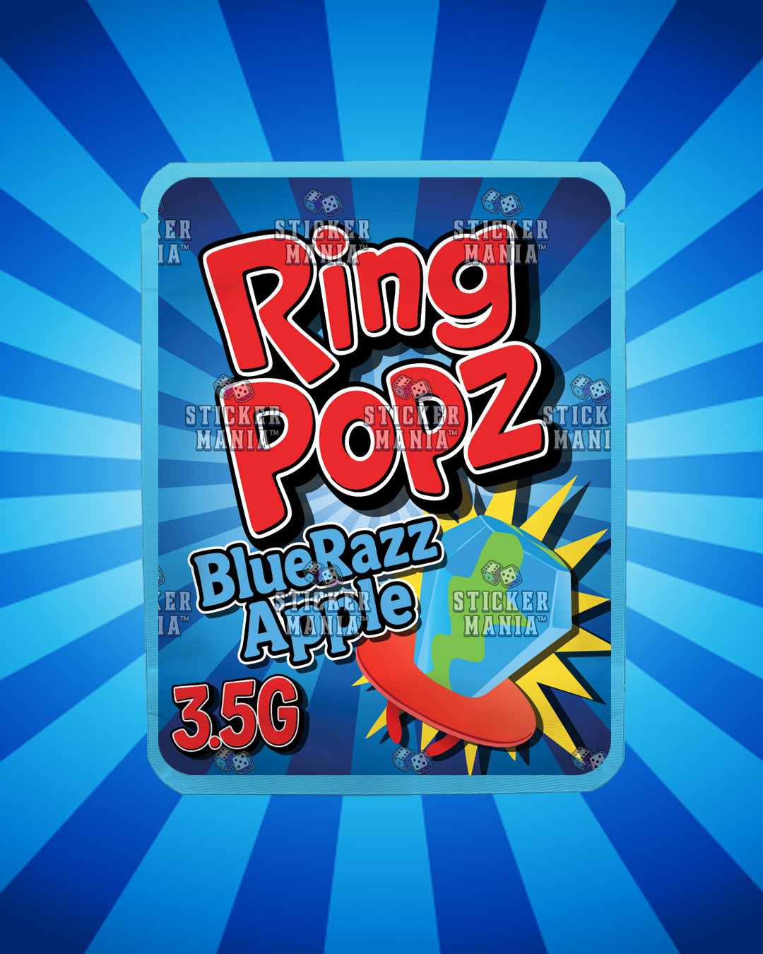 Ring Popz BlueRazz Apple | Pre-Made Sticker Bag | 3.5g