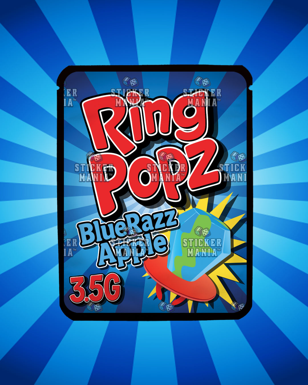 Ring Popz BlueRazz Apple | Pre-Made Sticker Bag | 3.5g