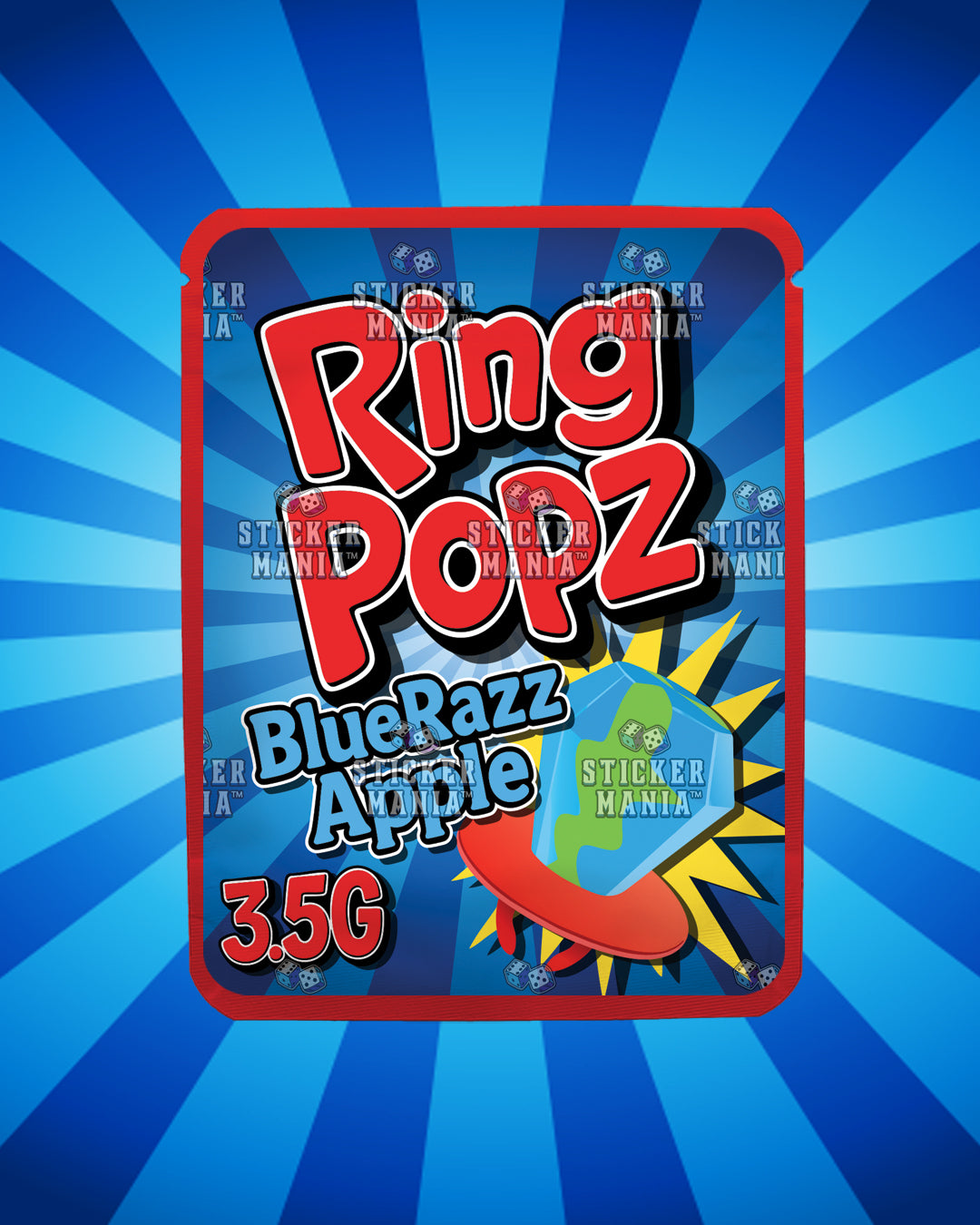Ring Popz BlueRazz Apple | Pre-Made Sticker Bag | 3.5g