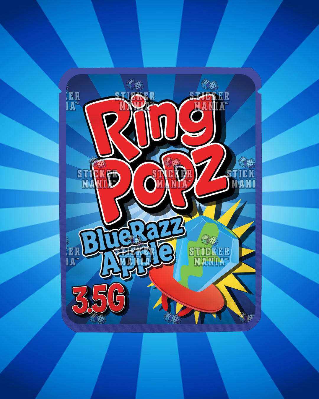 Ring Popz BlueRazz Apple | Pre-Made Sticker Bag | 3.5g