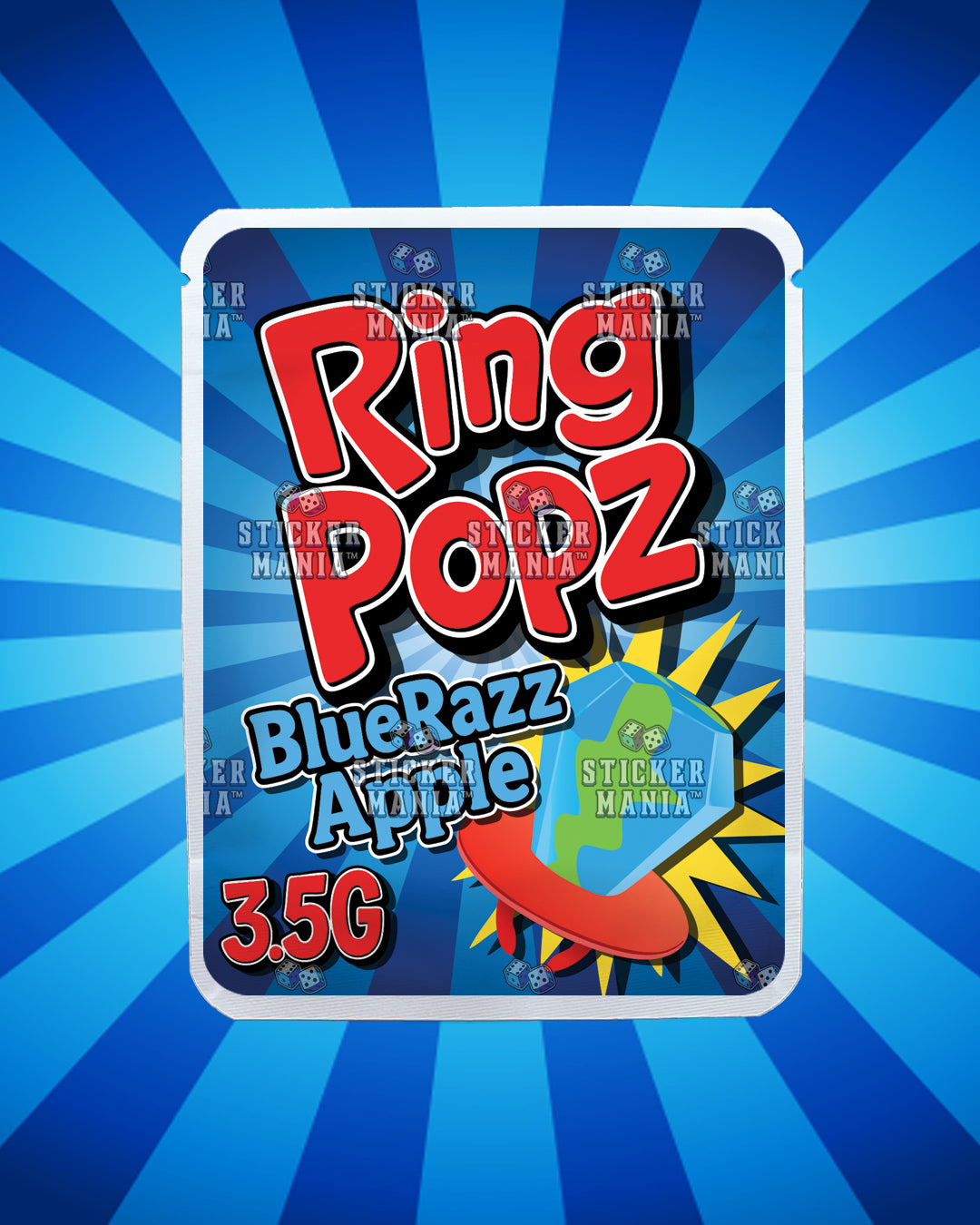 Ring Popz BlueRazz Apple | Pre-Made Sticker Bag | 3.5g