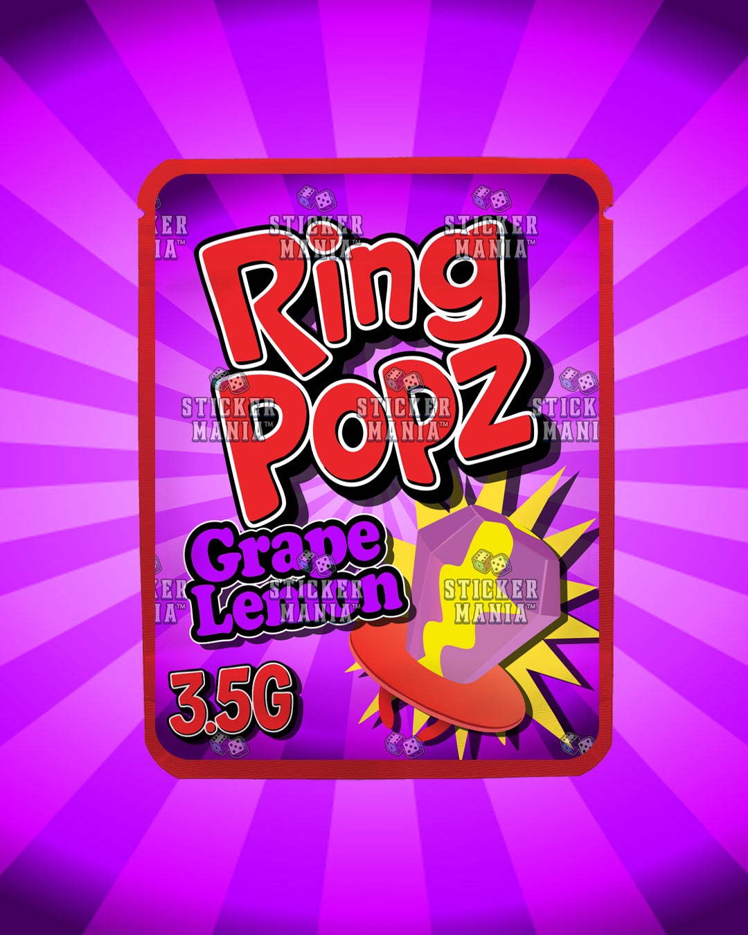 Ring Popz Grape Lemon | Pre-Made Sticker Bag | 3.5g