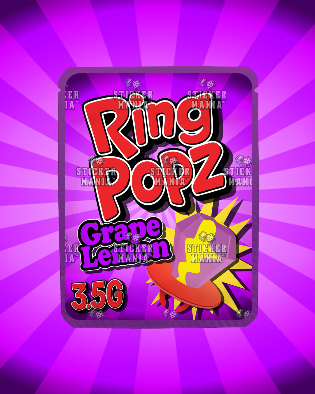 Ring Popz Grape Lemon | Pre-Made Sticker Bag | 3.5g