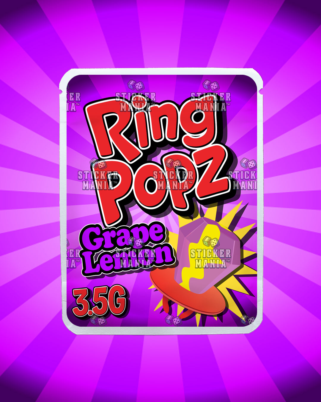 Ring Popz Grape Lemon | Pre-Made Sticker Bag | 3.5g