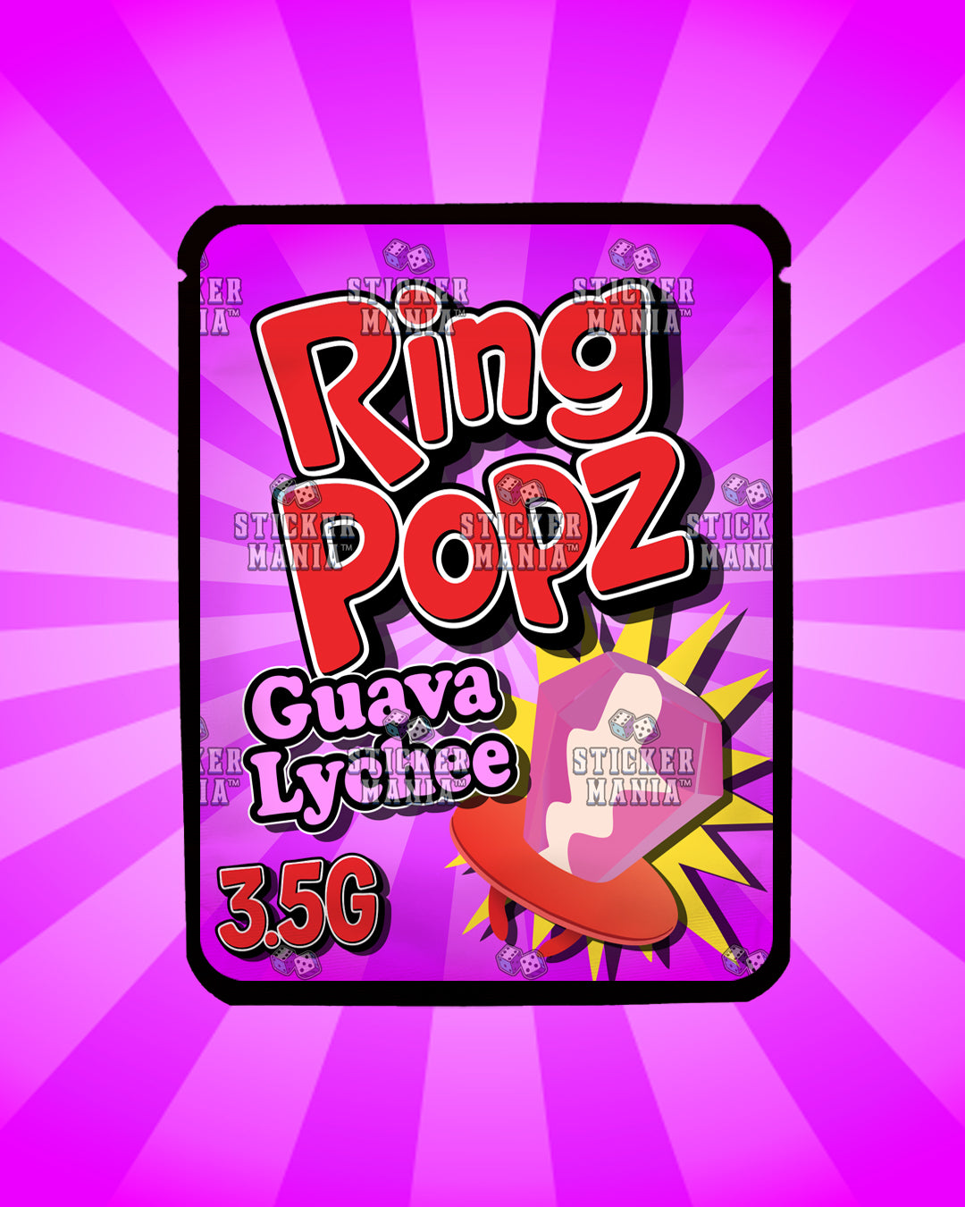 Ring Popz Guava Lychee | Pre-Made Sticker Bag | 3.5g