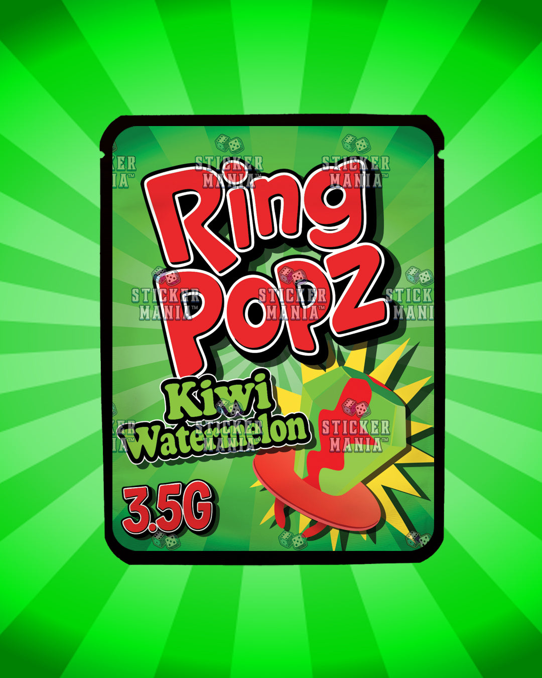 Ring Popz Kiwi Watermelon | Pre-Made Sticker Bag | 3.5g