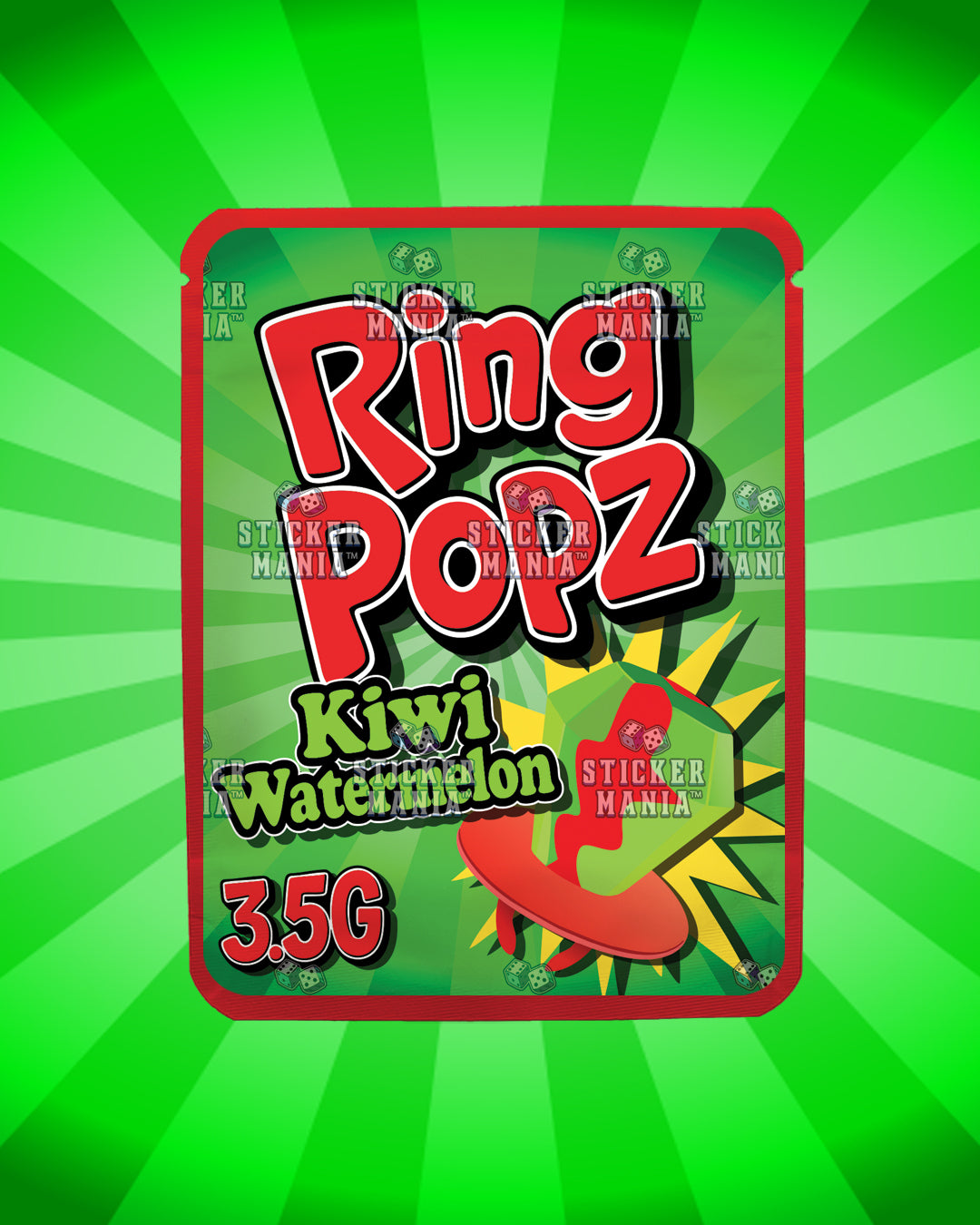 Ring Popz Kiwi Watermelon | Pre-Made Sticker Bag | 3.5g