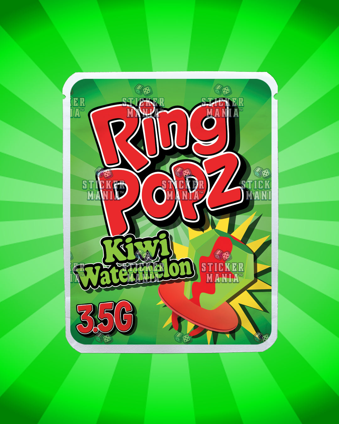 Ring Popz Kiwi Watermelon | Pre-Made Sticker Bag | 3.5g