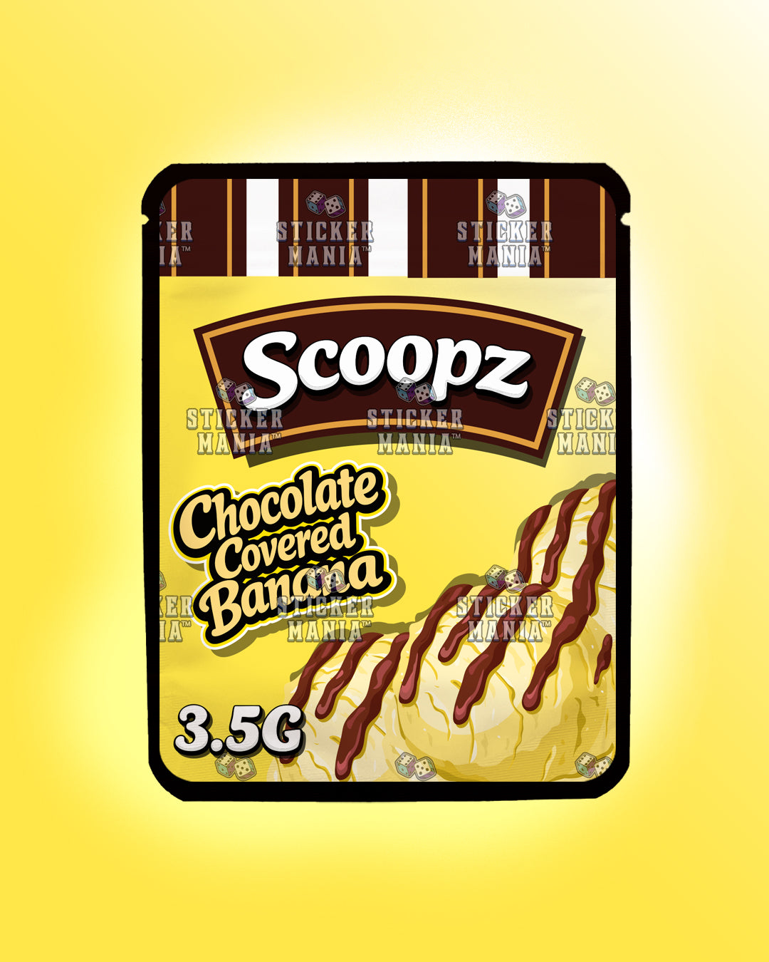 Scoopz Chocolate Covered Banana | Pre-Made Sticker Bag | 3.5g