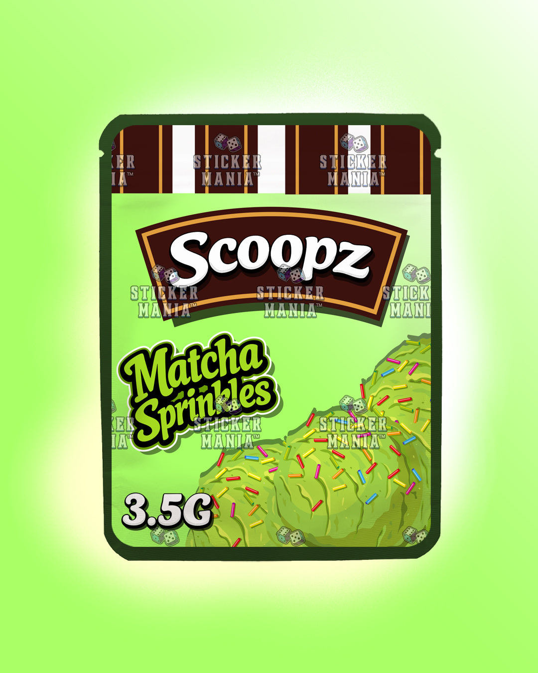 Scoopz Matcha Sprinkles | Pre-Made Sticker Bag | 3.5g