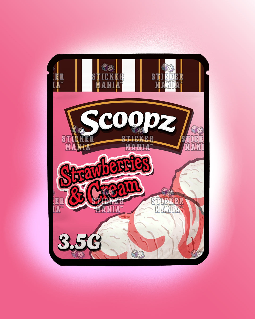 Scoopz Strawberries & Cream | Pre-Made Sticker Bag | 3.5g
