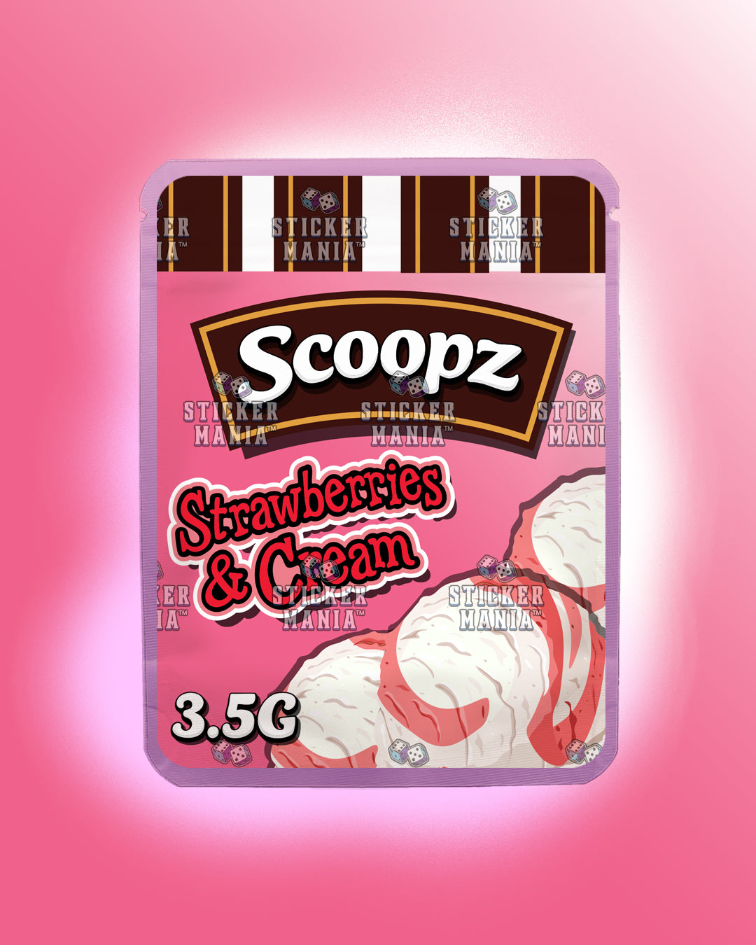 Scoopz Strawberries & Cream | Pre-Made Sticker Bag | 3.5g