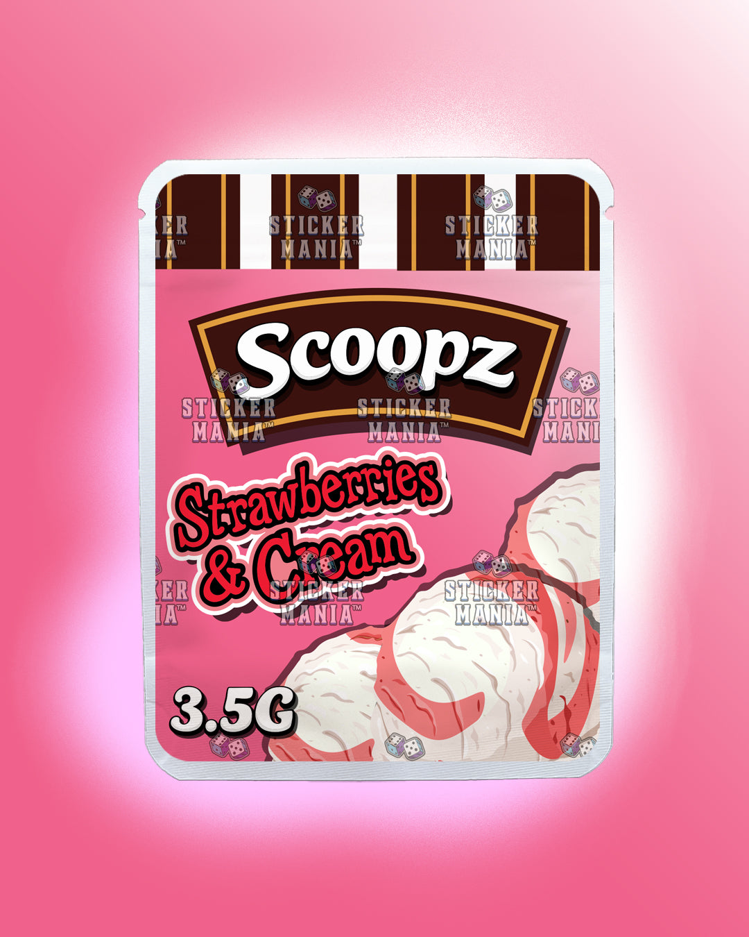 Scoopz Strawberries & Cream | Pre-Made Sticker Bag | 3.5g