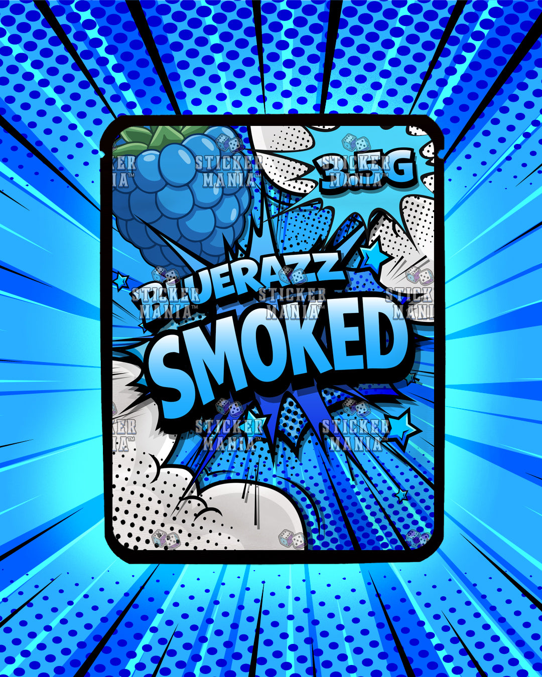 Smoked Blue Razz | Pre-Made Sticker Bag | 3.5g