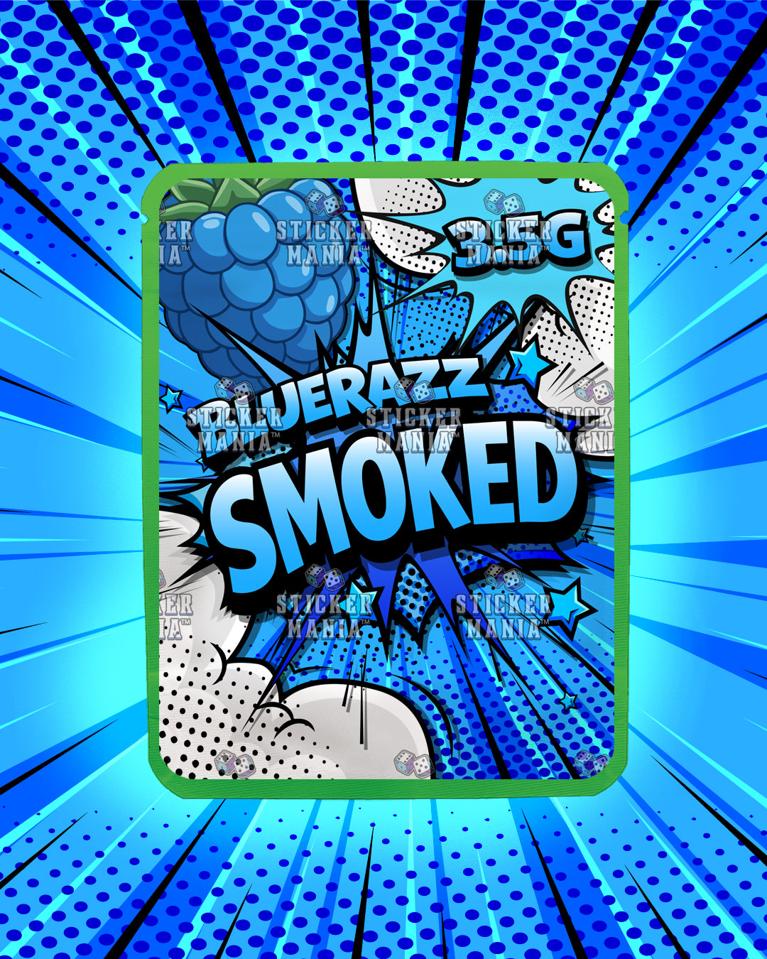 Smoked Blue Razz | Pre-Made Sticker Bag | 3.5g
