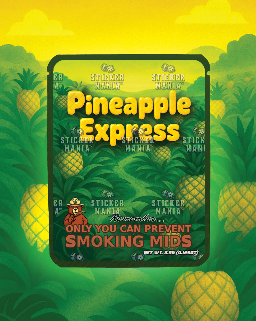 Pineapple Express | Pre-Made Sticker Bag | 3.5g