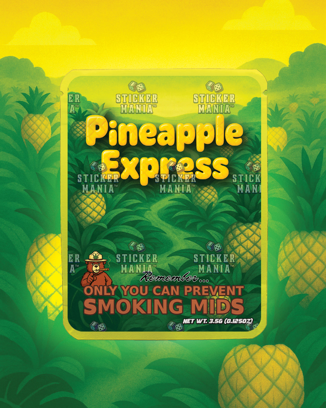 Pineapple Express | Pre-Made Sticker Bag | 3.5g