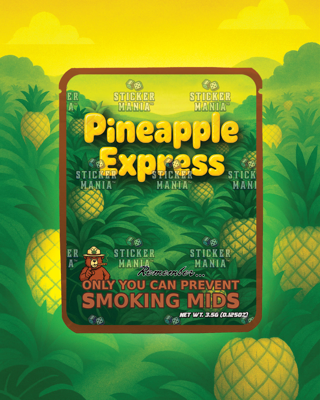 Pineapple Express | Pre-Made Sticker Bag | 3.5g