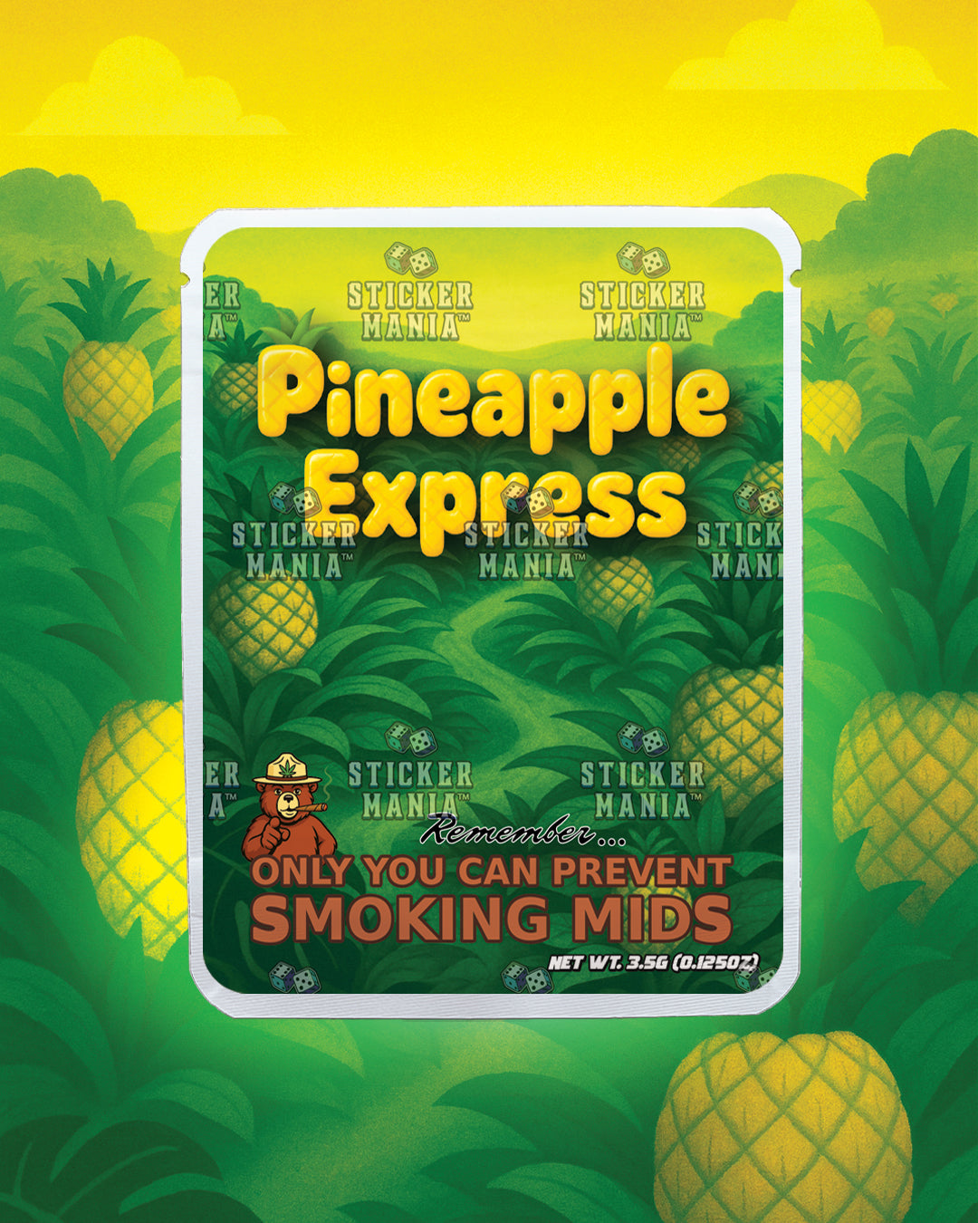 Pineapple Express | Pre-Made Sticker Bag | 3.5g