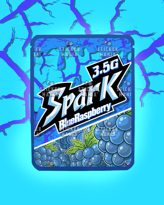 Spark Blue Raspberry | Pre-Made Sticker Bag | 3.5g