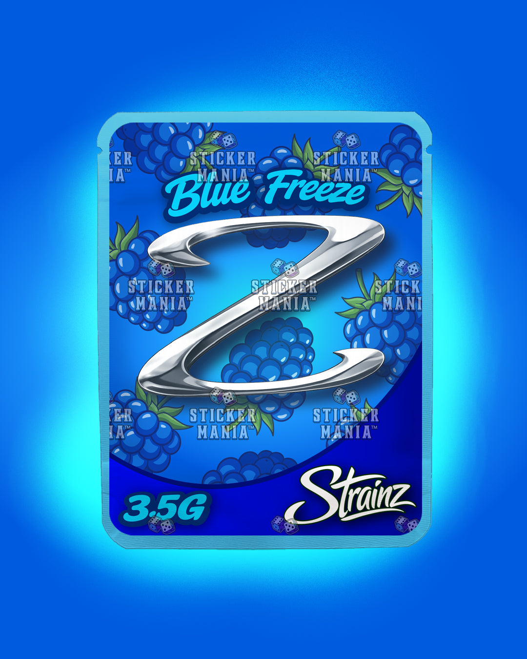 Strainz Blue Freeze | Pre-Made Sticker Bag | 3.5g