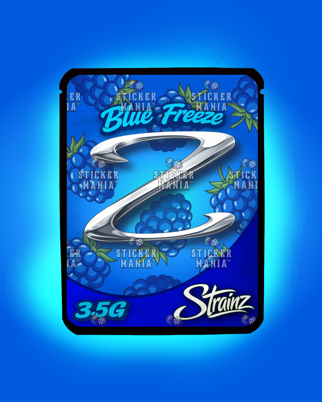 Strainz Blue Freeze | Pre-Made Sticker Bag | 3.5g