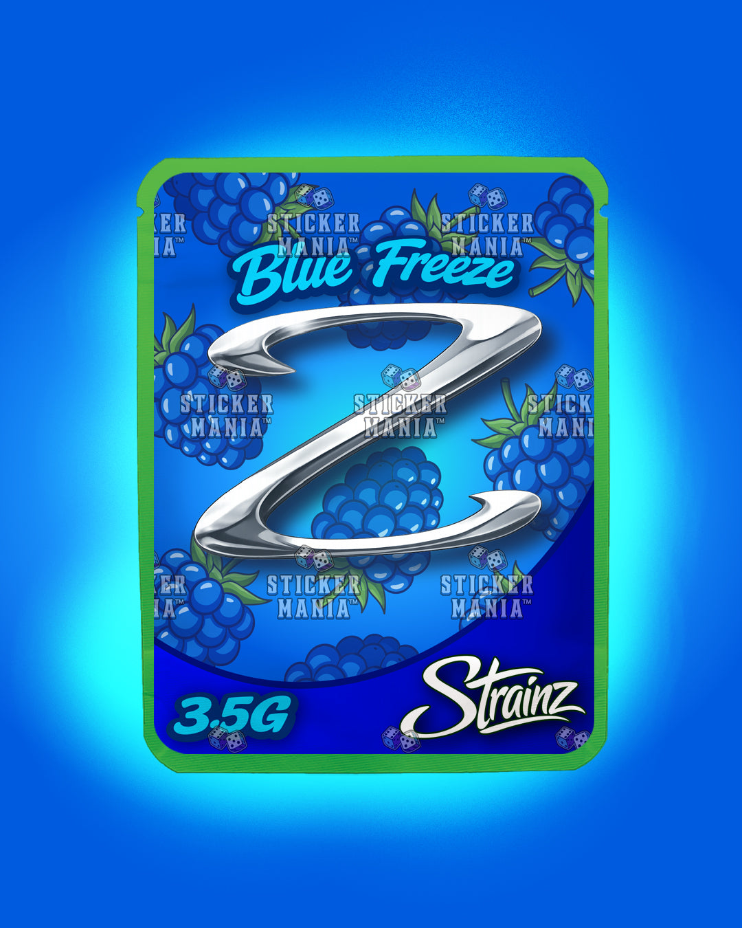 Strainz Blue Freeze | Pre-Made Sticker Bag | 3.5g