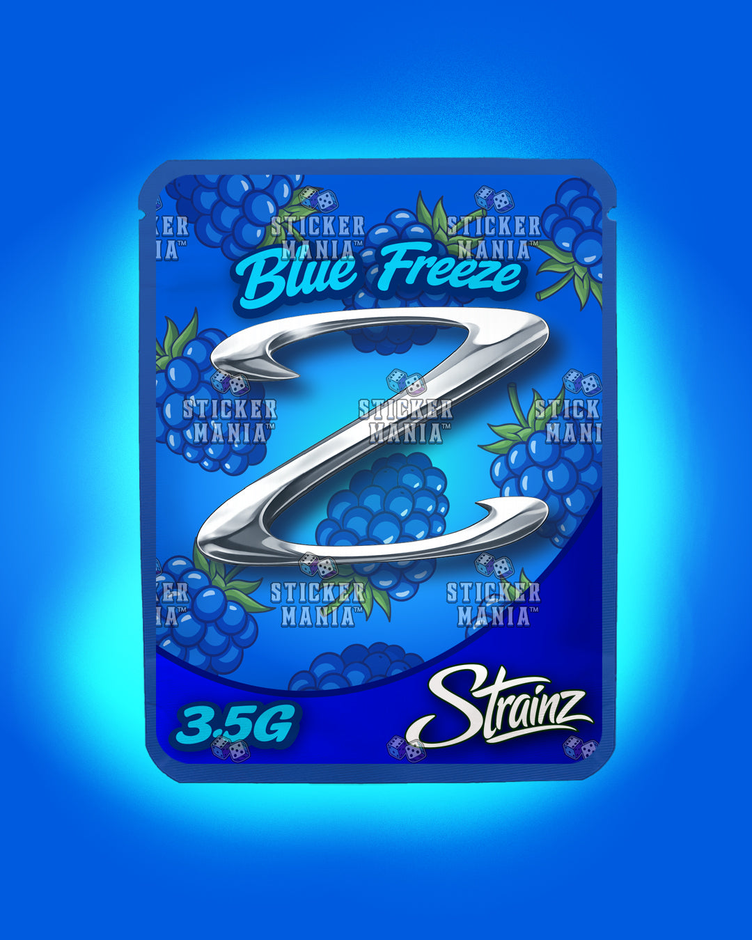 Strainz Blue Freeze | Pre-Made Sticker Bag | 3.5g