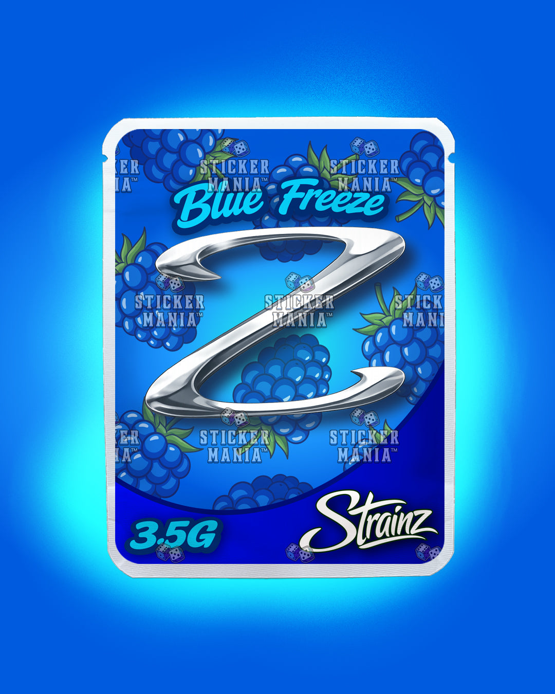 Strainz Blue Freeze | Pre-Made Sticker Bag | 3.5g
