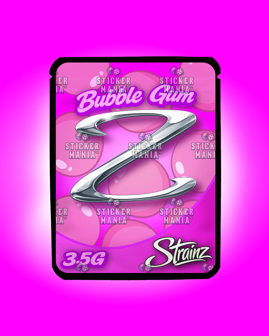 Strainz Bubble Gum | Pre-Made Sticker Bag | 3.5g