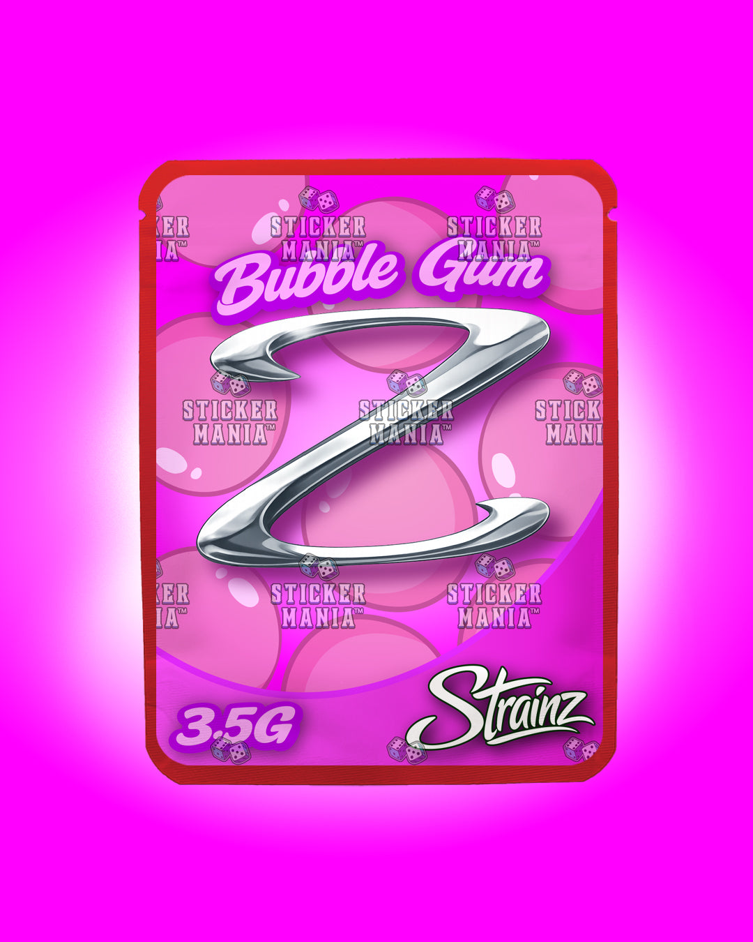 Strainz Bubble Gum | Pre-Made Sticker Bag | 3.5g