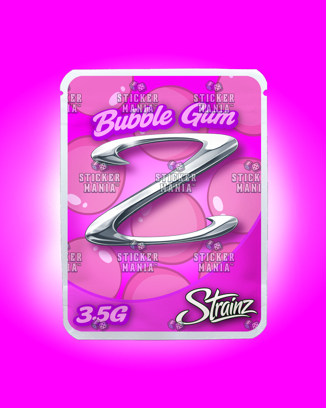 Strainz Bubble Gum | Pre-Made Sticker Bag | 3.5g