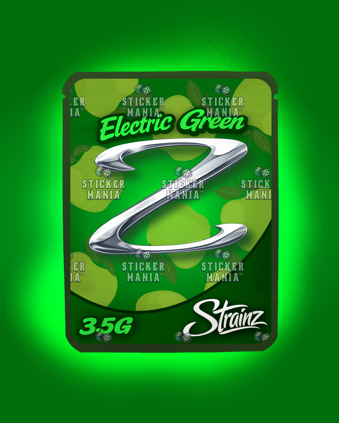 Strainz Electric Green | Pre-Made Sticker Bag | 3.5g