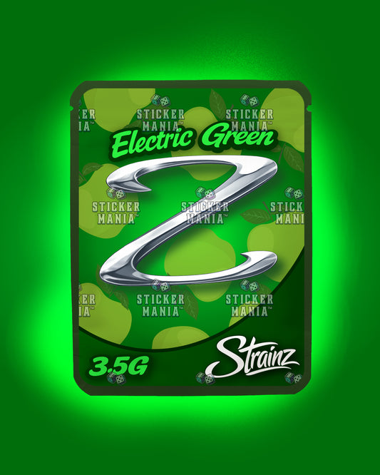 Strainz Electric Green | Pre-Made Sticker Bag | 3.5g