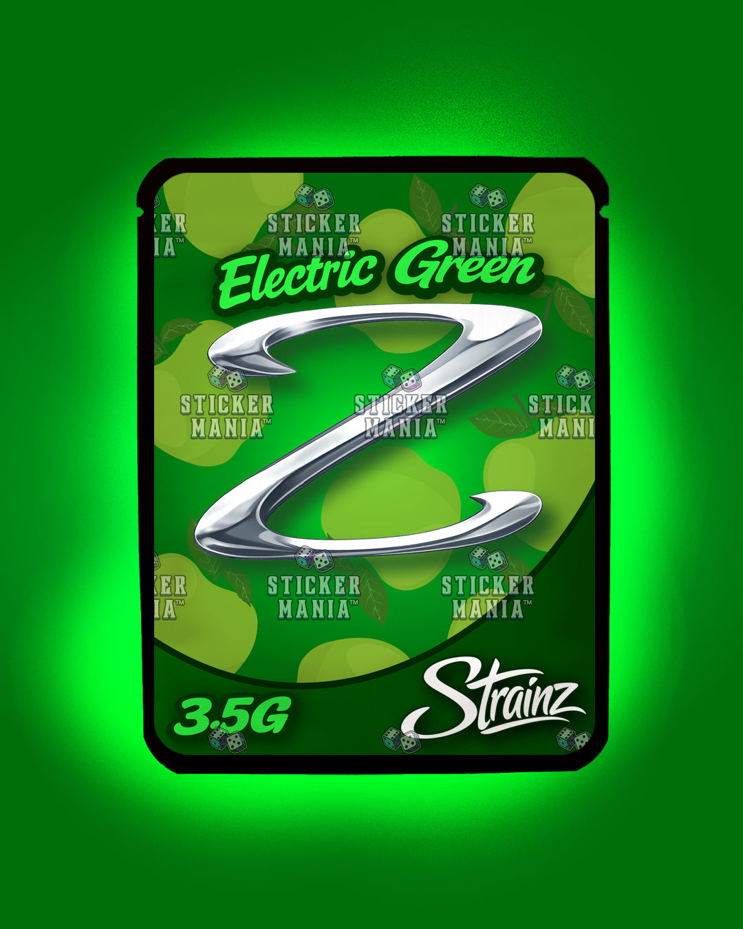 Strainz Electric Green | Pre-Made Sticker Bag | 3.5g