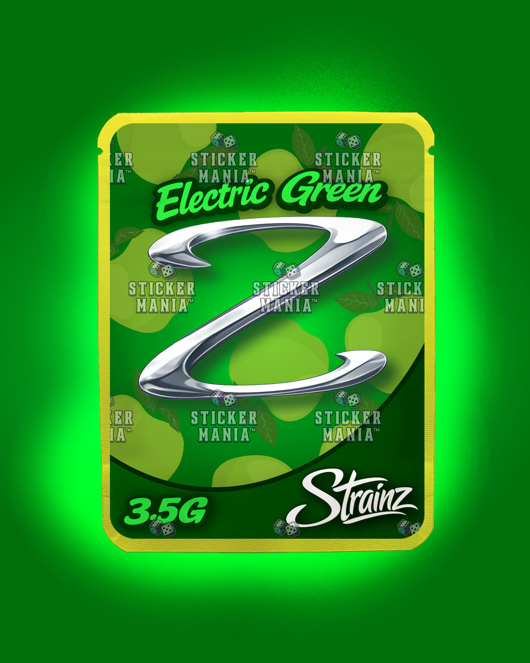 Strainz Electric Green | Pre-Made Sticker Bag | 3.5g
