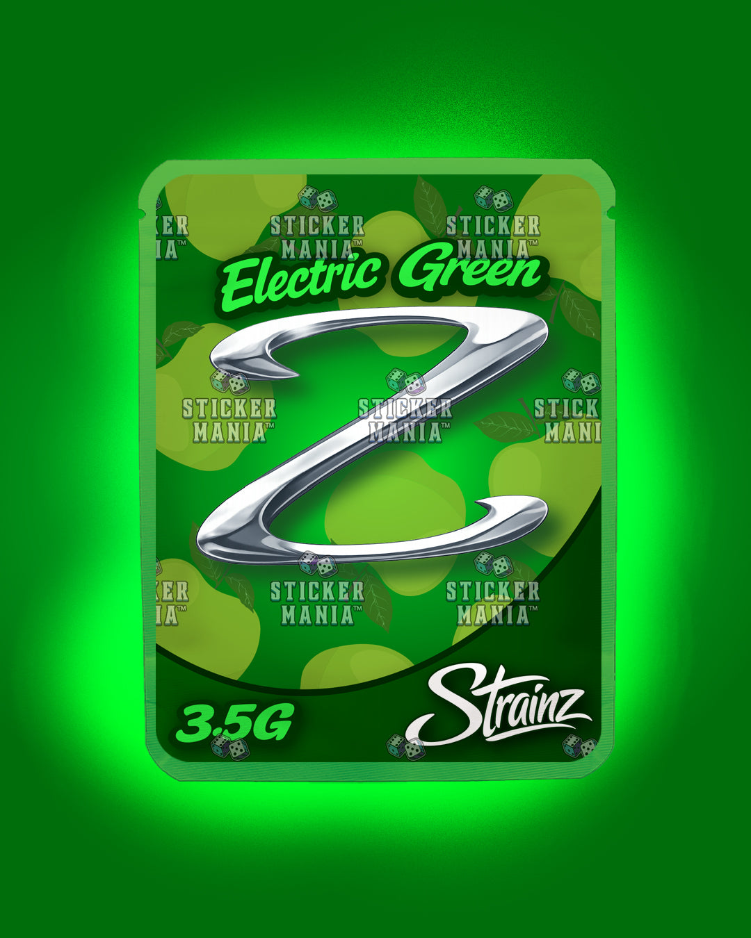 Strainz Electric Green | Pre-Made Sticker Bag | 3.5g
