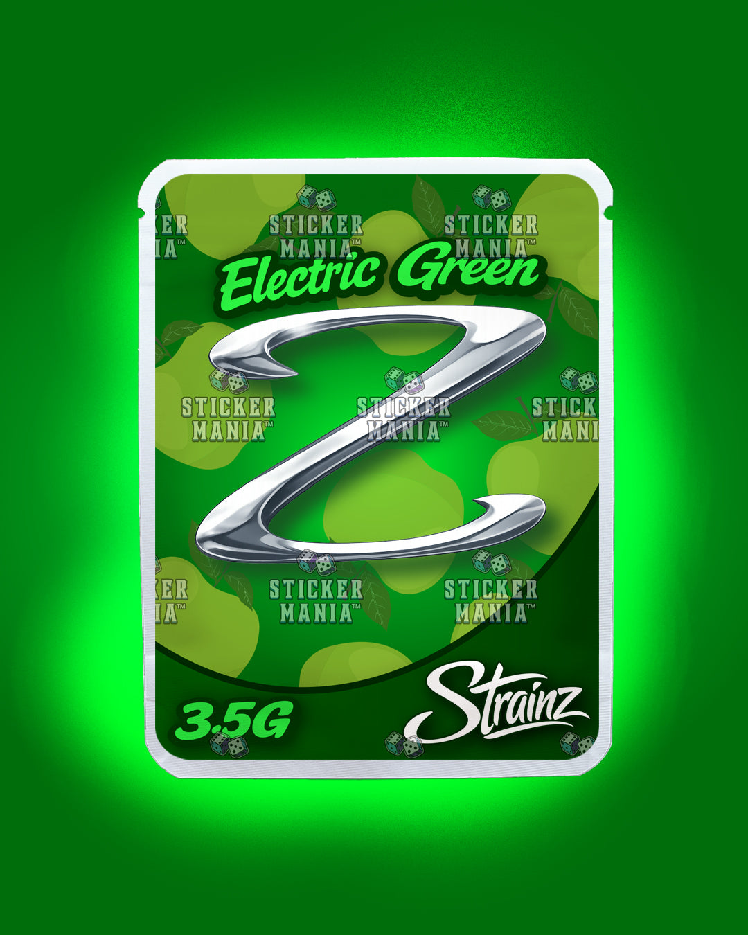 Strainz Electric Green | Pre-Made Sticker Bag | 3.5g