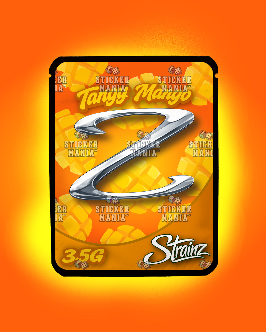 Strainz Tangy Mango | Pre-Made Sticker Bag | 3.5g