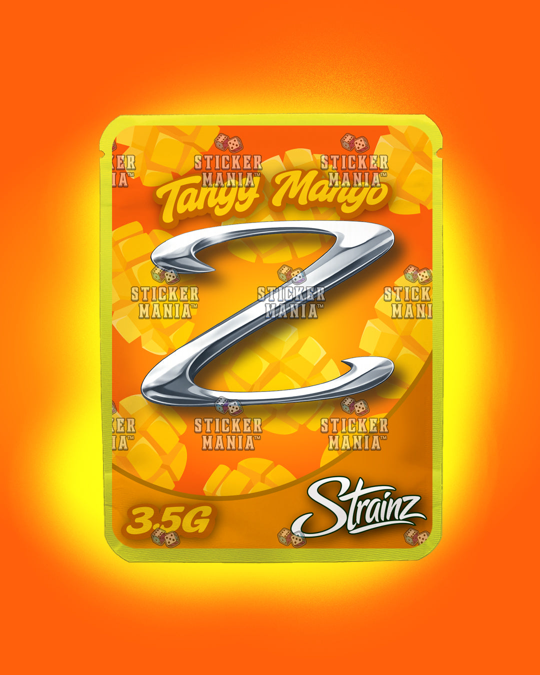 Strainz Tangy Mango | Pre-Made Sticker Bag | 3.5g