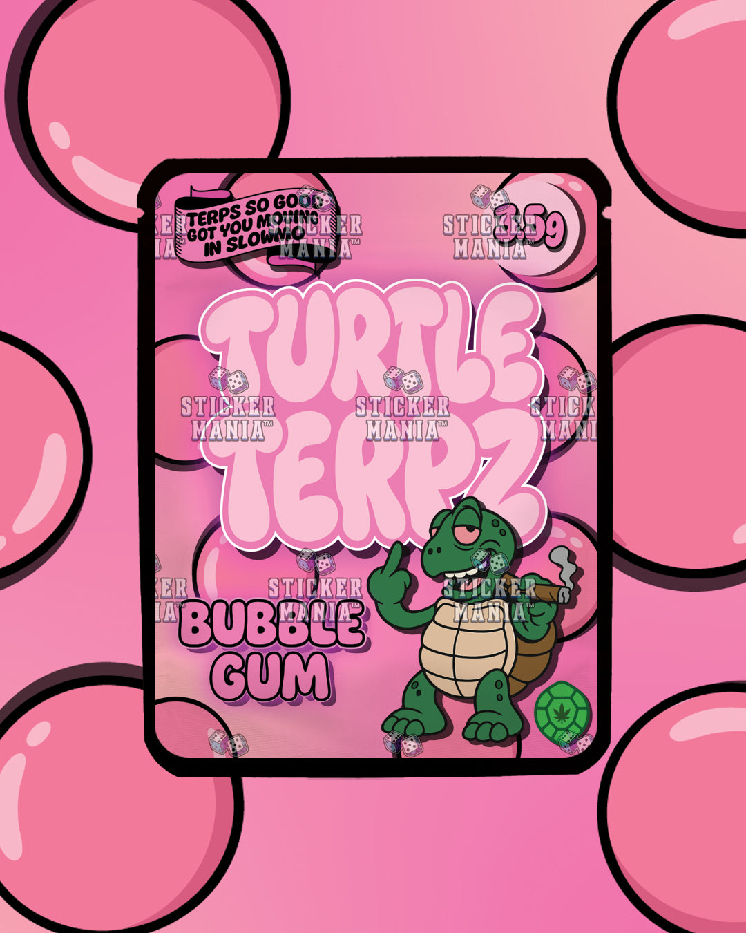 Turtle Terpz Bubble Gum | Pre-Made Sticker Bag | 3.5g