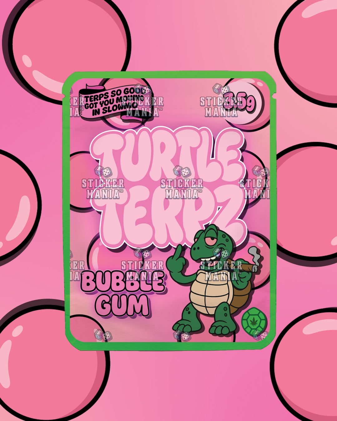 Turtle Terpz Bubble Gum | Pre-Made Sticker Bag | 3.5g