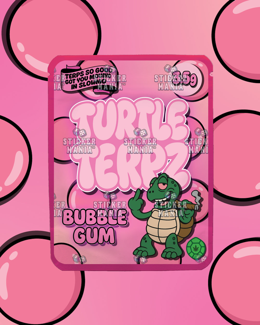 Turtle Terpz Bubble Gum | Pre-Made Sticker Bag | 3.5g