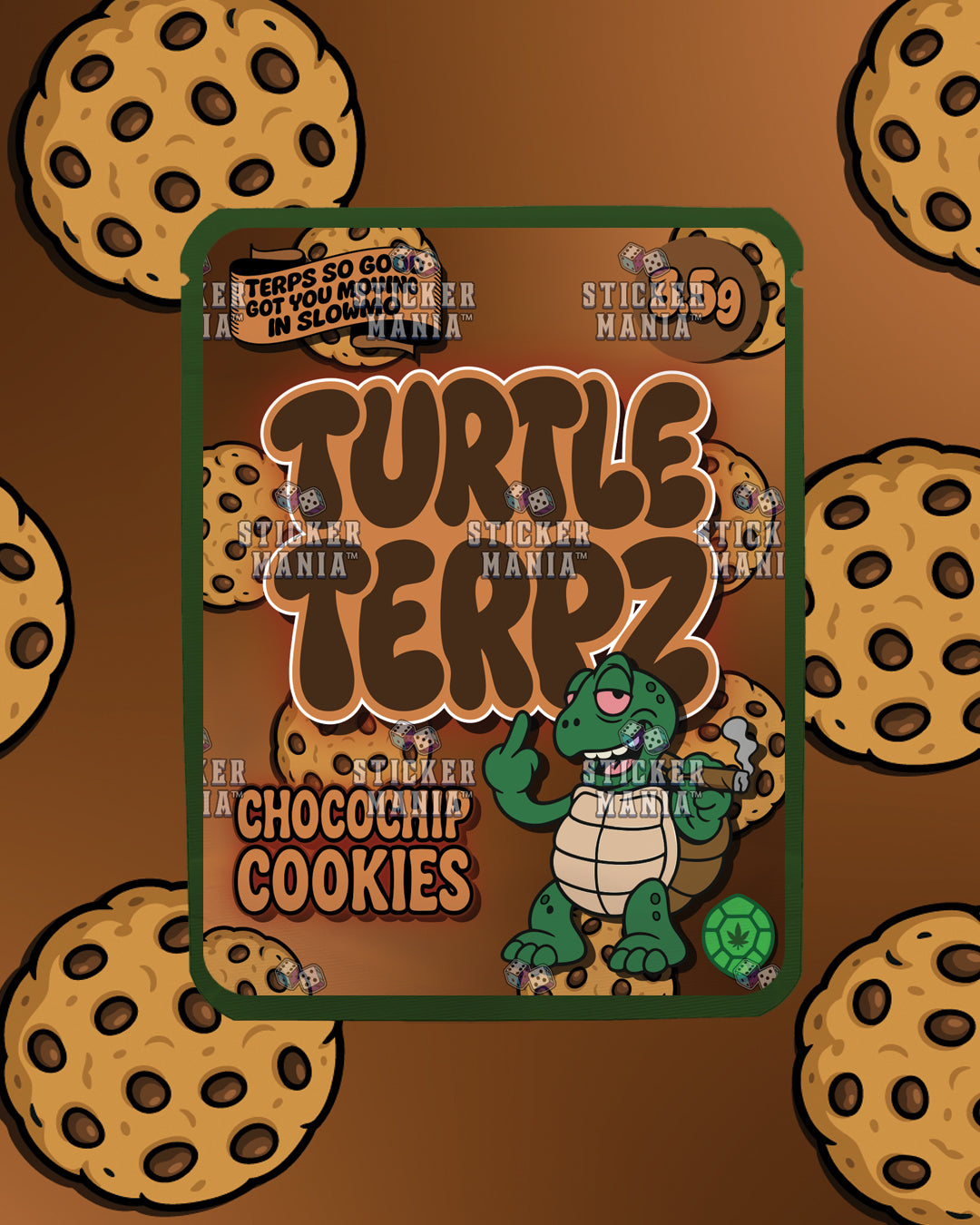 Turtle Terpz Choco Chip Cookie | Pre-Made Sticker Bag | 3.5g