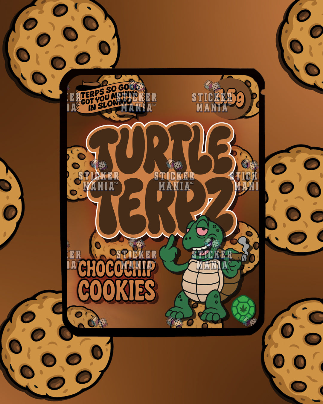 Turtle Terpz Choco Chip Cookie | Pre-Made Sticker Bag | 3.5g