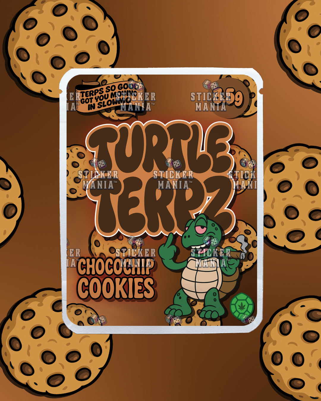 Turtle Terpz Choco Chip Cookie | Pre-Made Sticker Bag | 3.5g