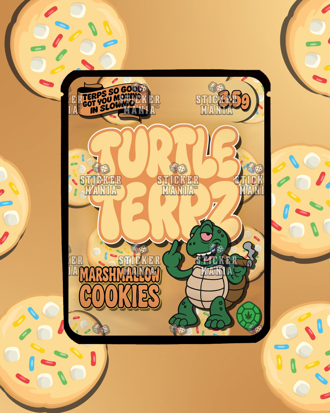 Turtle Terpz Marshmallow Cookies | Pre-Made Sticker Bag | 3.5g
