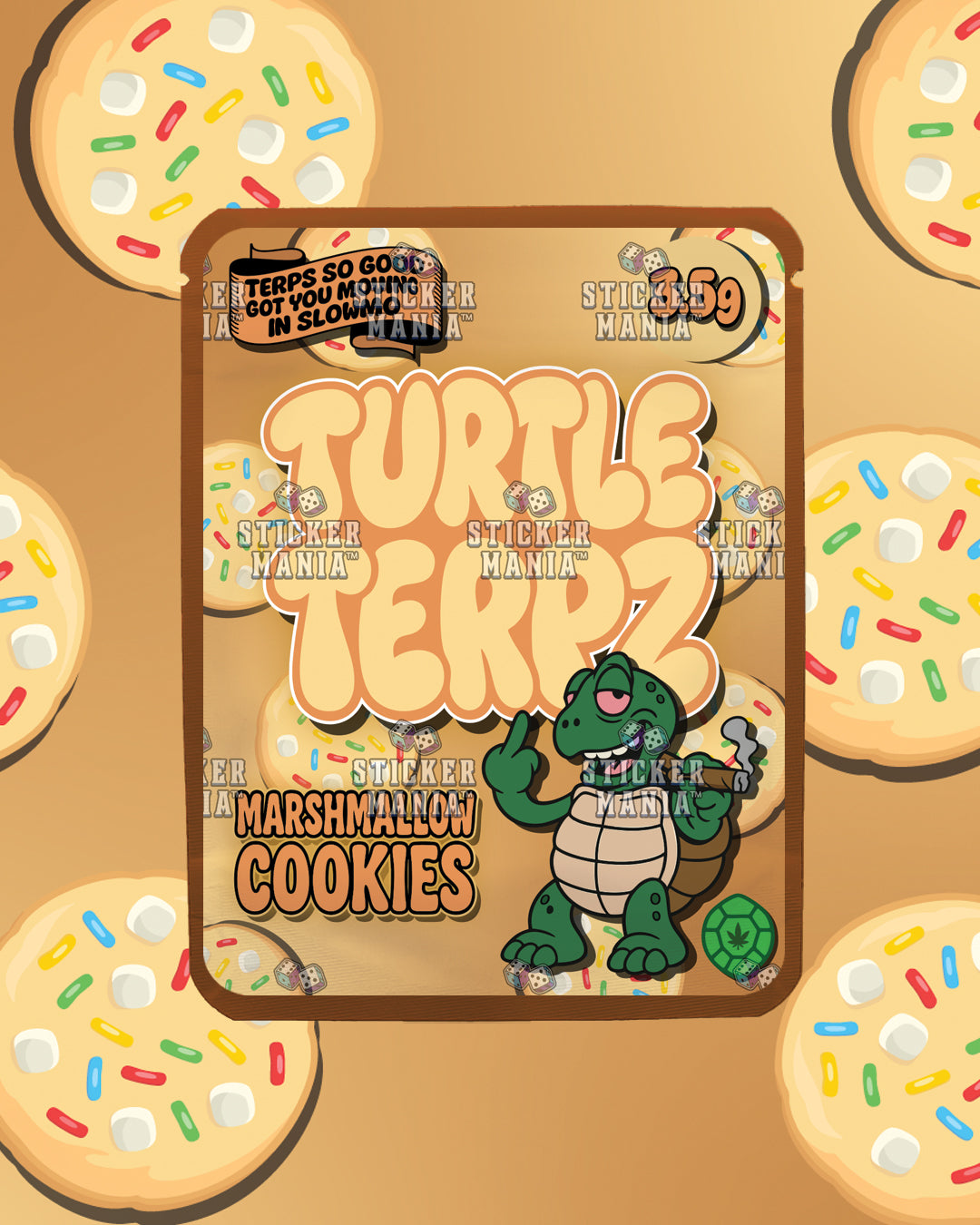 Turtle Terpz Marshmallow Cookies | Pre-Made Sticker Bag | 3.5g