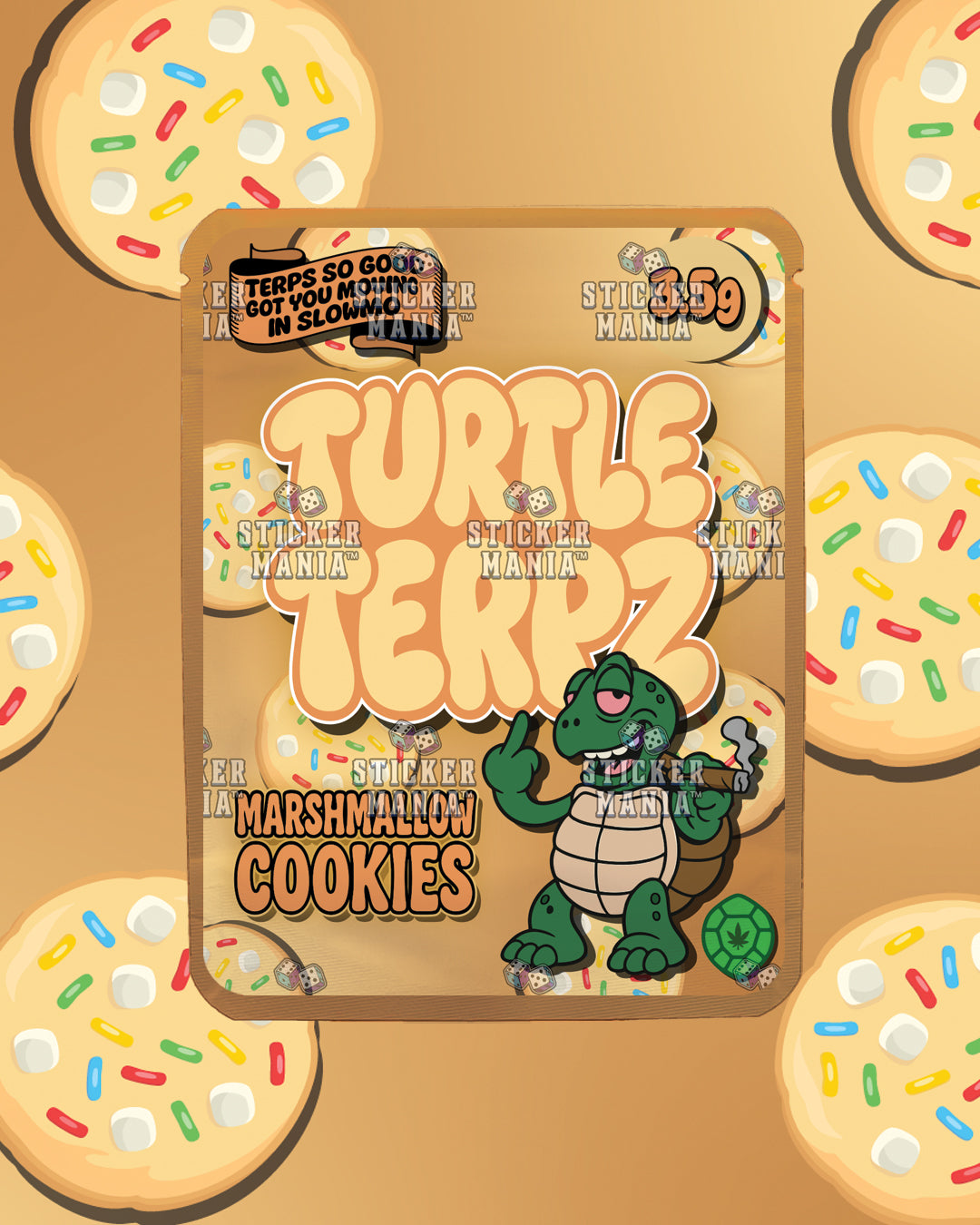 Turtle Terpz Marshmallow Cookies | Pre-Made Sticker Bag | 3.5g